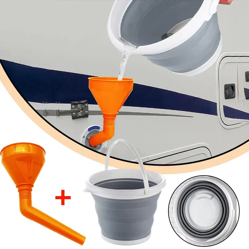 Entonnoir de remplissage d'eau pliable en silicone pour camping-car et caravane, 10 L 9