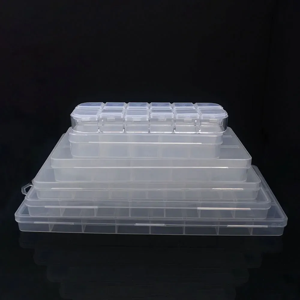 Boîte de rangement en plastique à 6 à 32 compartiments, coffret à bijoux avec séparateurs pour perles, idéal pour l'artisanat et la couture 3
