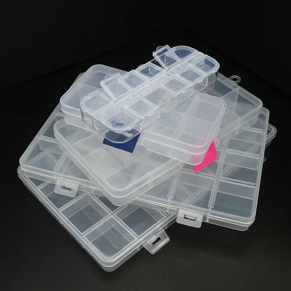Boîte de rangement en plastique à compartiments pour bijoux et loisirs créatifs