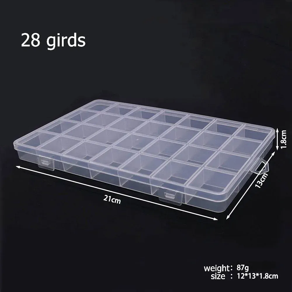 Boîte de rangement en plastique à 6 à 32 compartiments, coffret à bijoux avec séparateurs pour perles, idéal pour l'artisanat et la couture 7