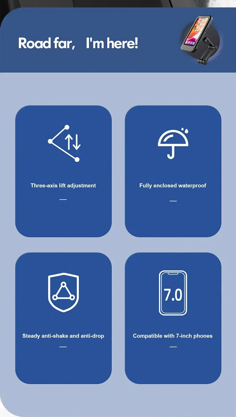 Support de téléphone étanche pour moto, finitions