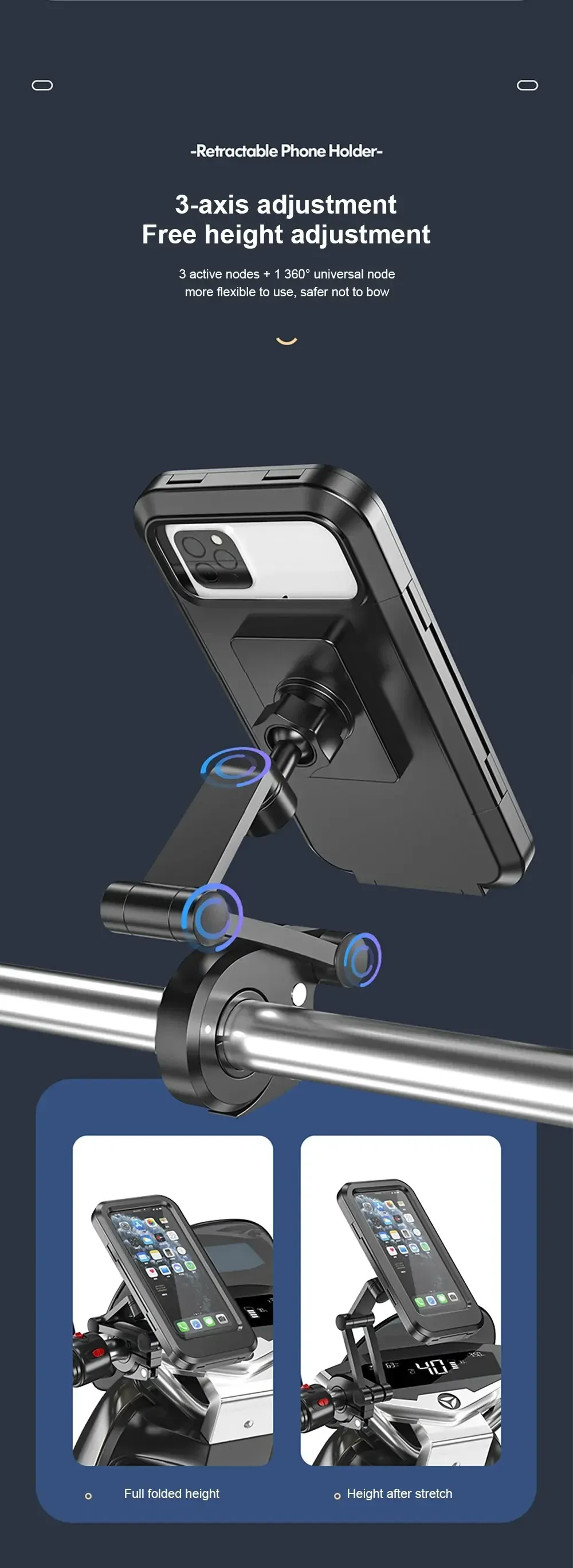 Support de téléphone étanche pour moto, fenêtre arrière
