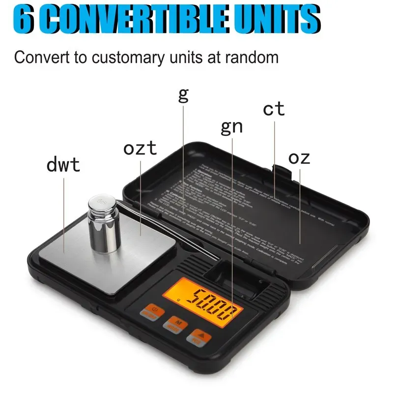 Mini balance électronique de poche haute précision 200 g / 0,01 g – 50 g / 0,001 g 4