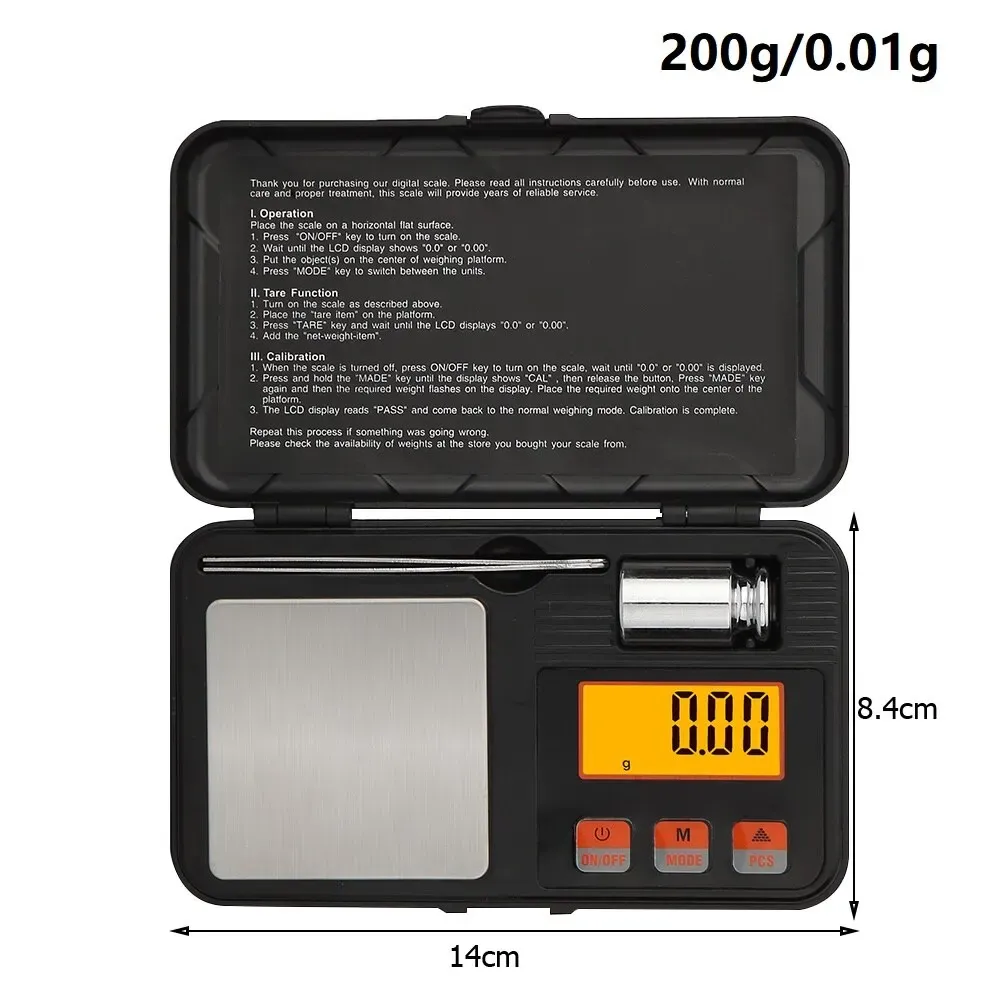 Mini balance électronique de poche haute précision 200 g / 0,01 g – 50 g / 0,001 g 8