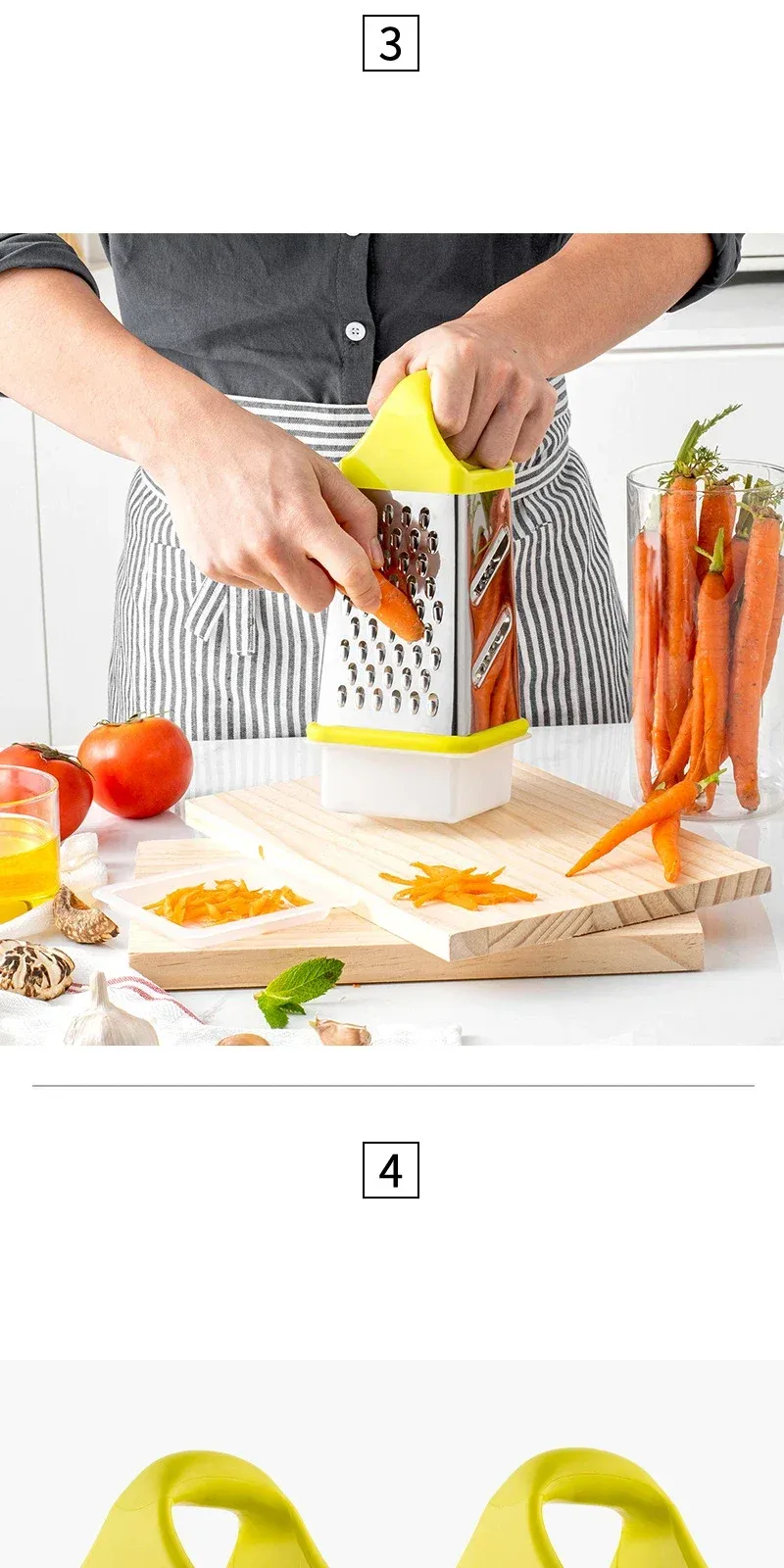 Râpe à légumes en utilisation en cuisine