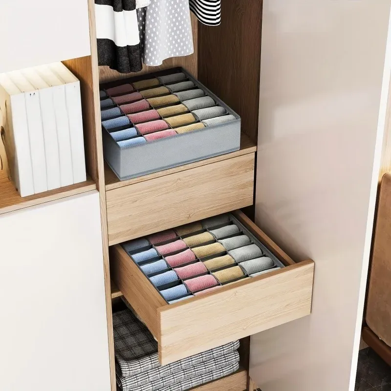 Organiseur pliable en tissu à 24 compartiments pour chaussettes et sous-vêtements, armoire et tiroir 3