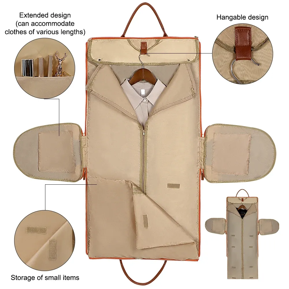 Détail du sac pliable pour vêtements de voyage