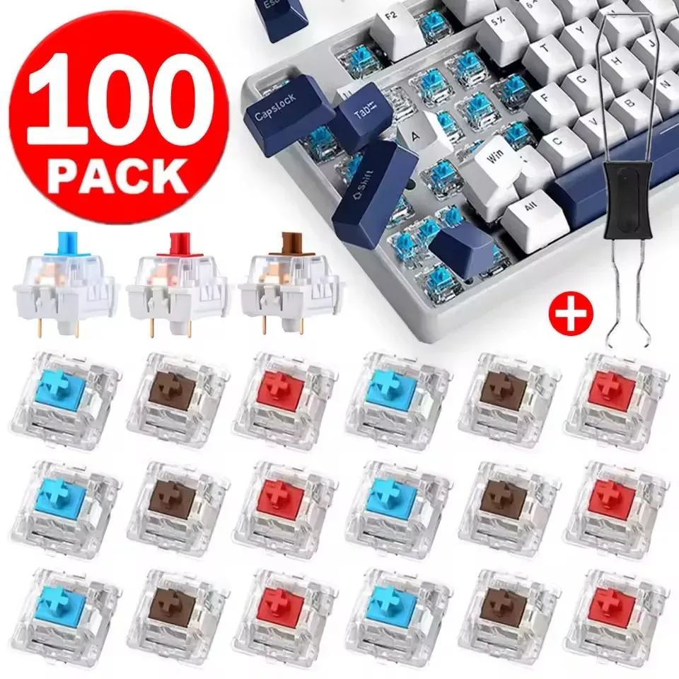Interrupteurs mécaniques de remplacement à 3 broches pour clavier DIY, lot de 10 ou 30 : bleu, rouge, marron