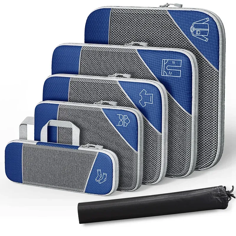 Ensemble de cubes d'emballage compressibles avec sac de voyage en maille extensible 8