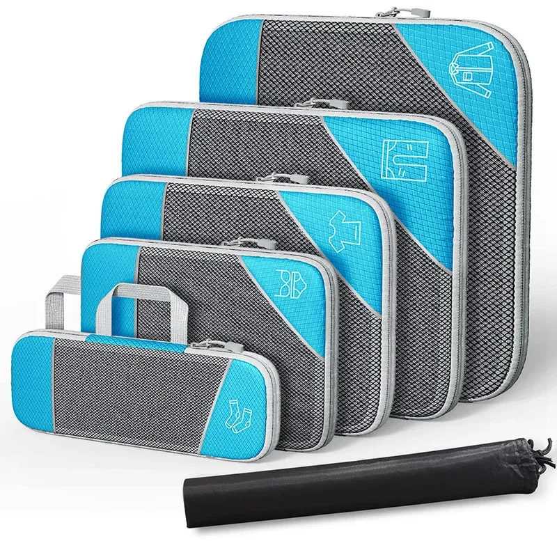 Ensemble de cubes d'emballage compressibles avec sac de voyage en maille extensible 9