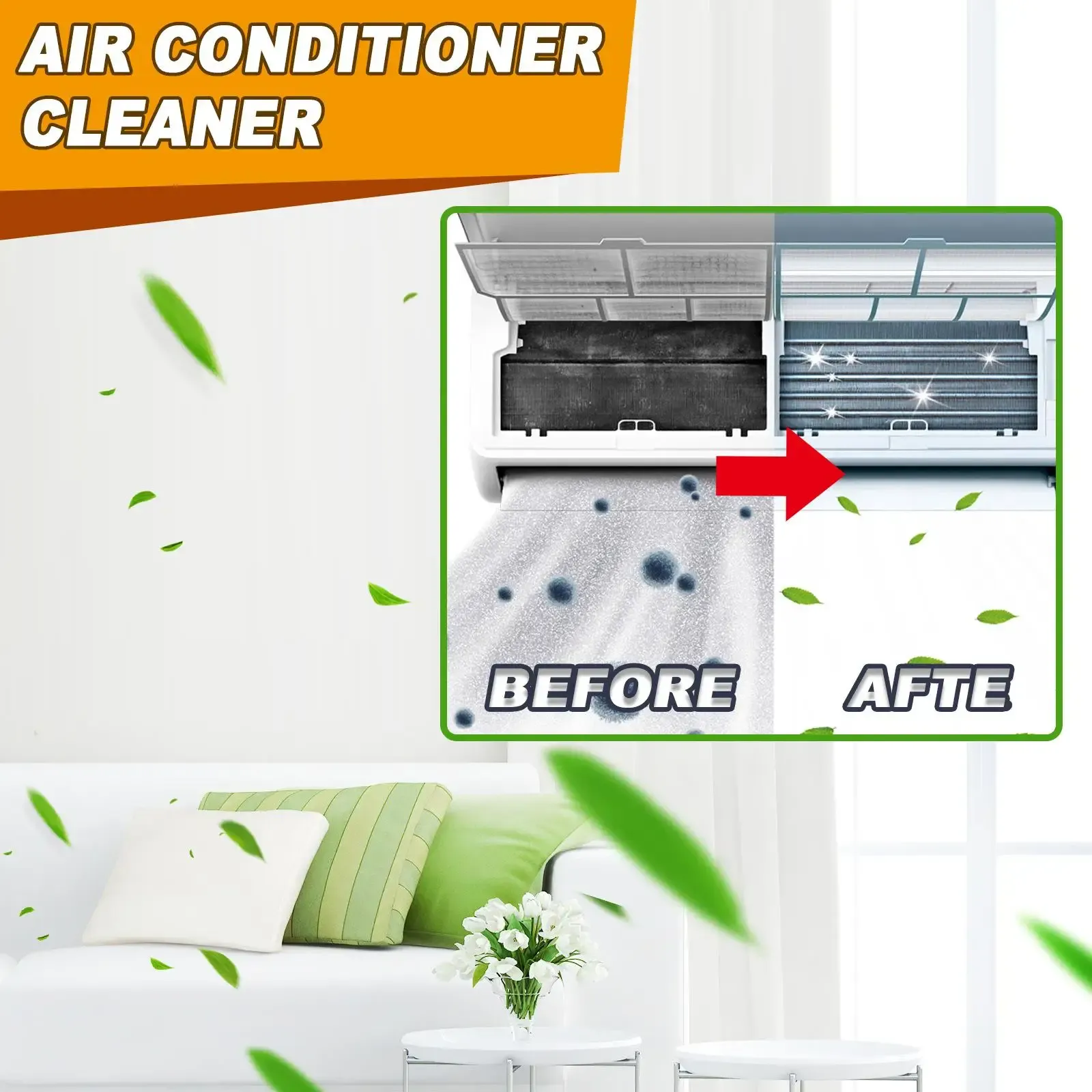 Spray nettoyant pour climatiseur, nettoyage professionnel des conduits, filtres et grilles d'aération – neutralisant d'odeurs pour climatisation domestique et automobile, lot de 1 ou 2 pièces 5