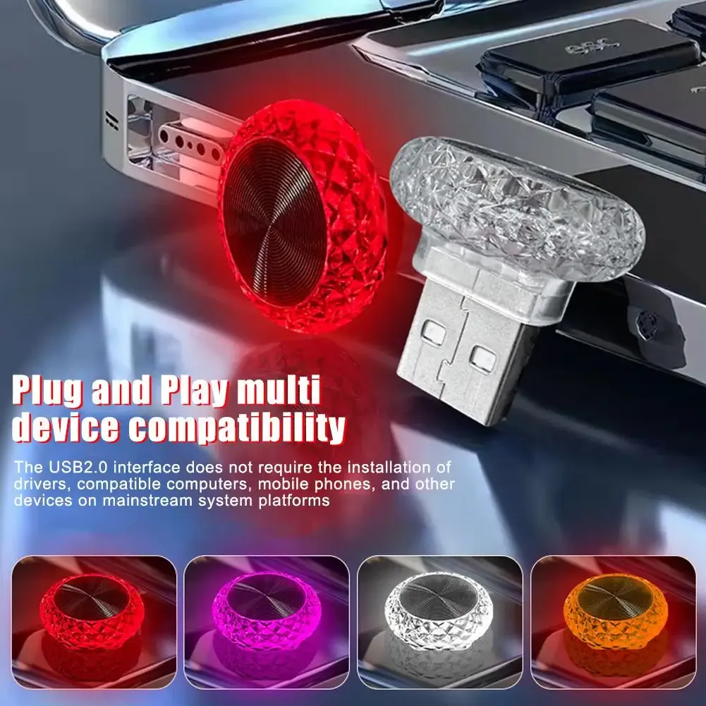 Lumières d'ambiance LED USB pour voiture, mini lampes portables, éclairages décoratifs d'intérieur pour véhicule et ordinateur, éclairage d'ambiance 3
