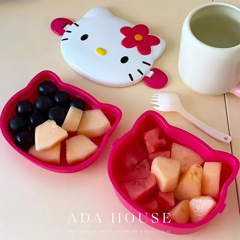Boîte à lunch portable Hello Kitty avec couverts, boîte bento et conteneur de collations 2