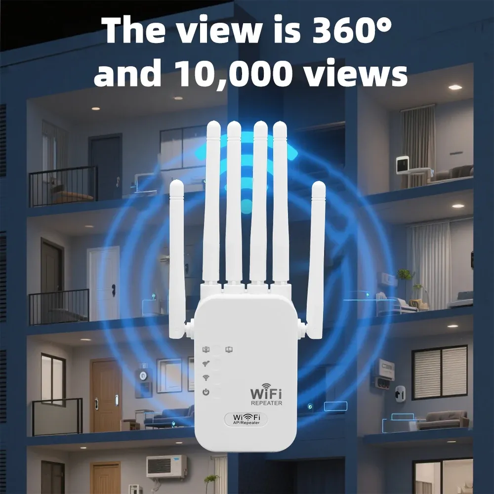 Répéteur WiFi 1200 Mbps, amplificateur de signal sans fil, double bande 2,4 GHz/5 GHz, couverture à 360° pour la maison et le bureau 5