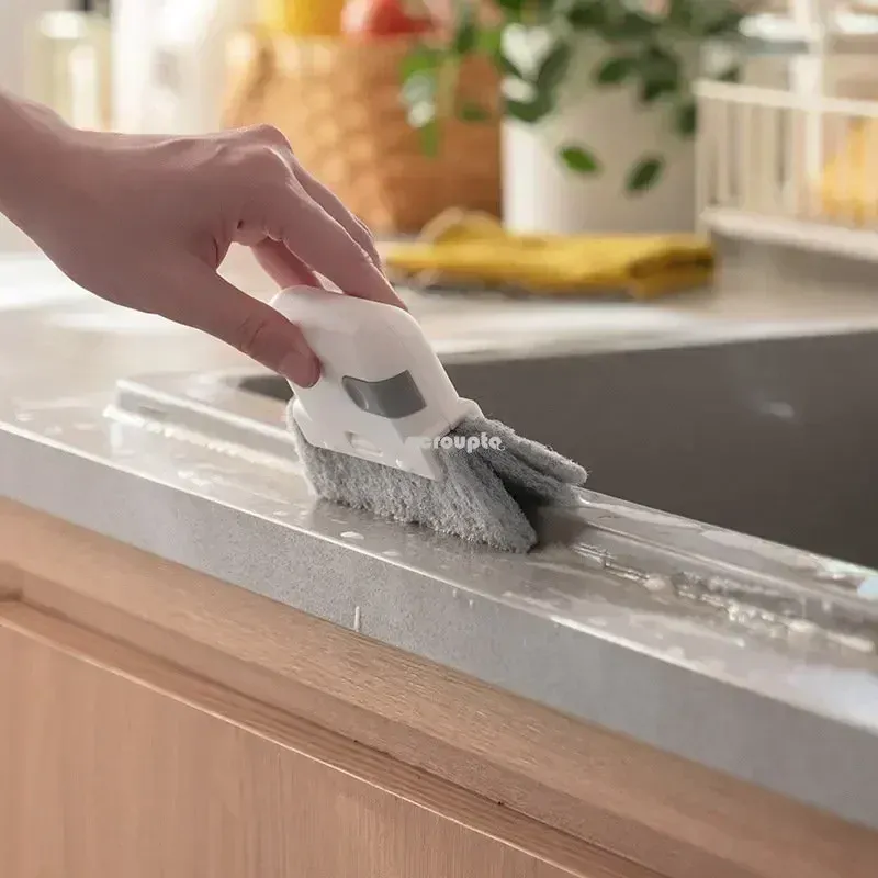 Outil de nettoyage 2 en 1 pour rainures : brosse pour cadres de fenêtre, rails de porte coulissante et fentes à main 3