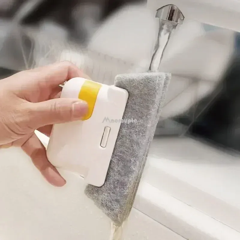 Outil de nettoyage 2 en 1 pour rainures : brosse pour cadres de fenêtre, rails de porte coulissante et fentes à main 5