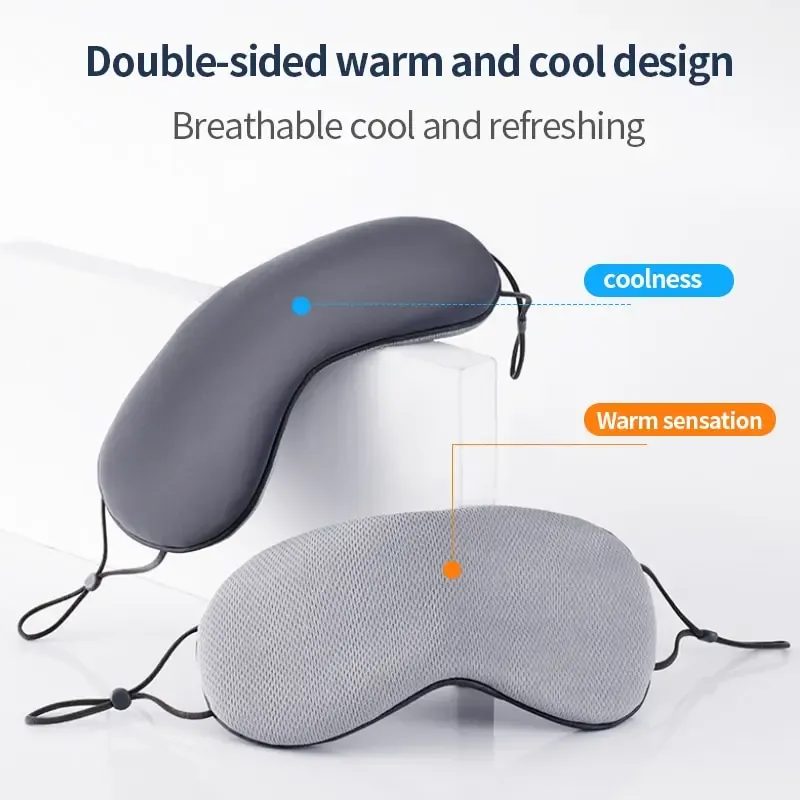 Masque de sommeil coréen en soie glacée, réglable, effet chaud et froid, pour le voyage - Image 1