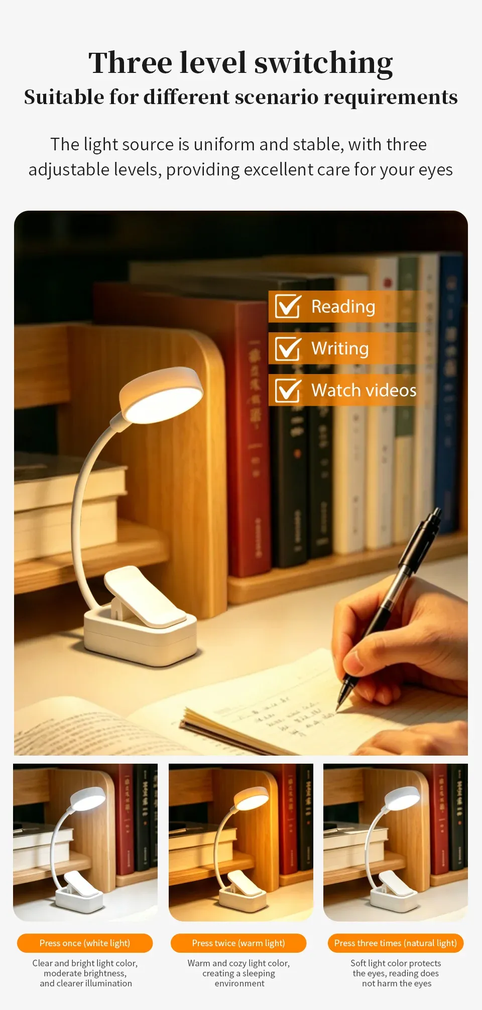 Lampe de lecture sous différents angles