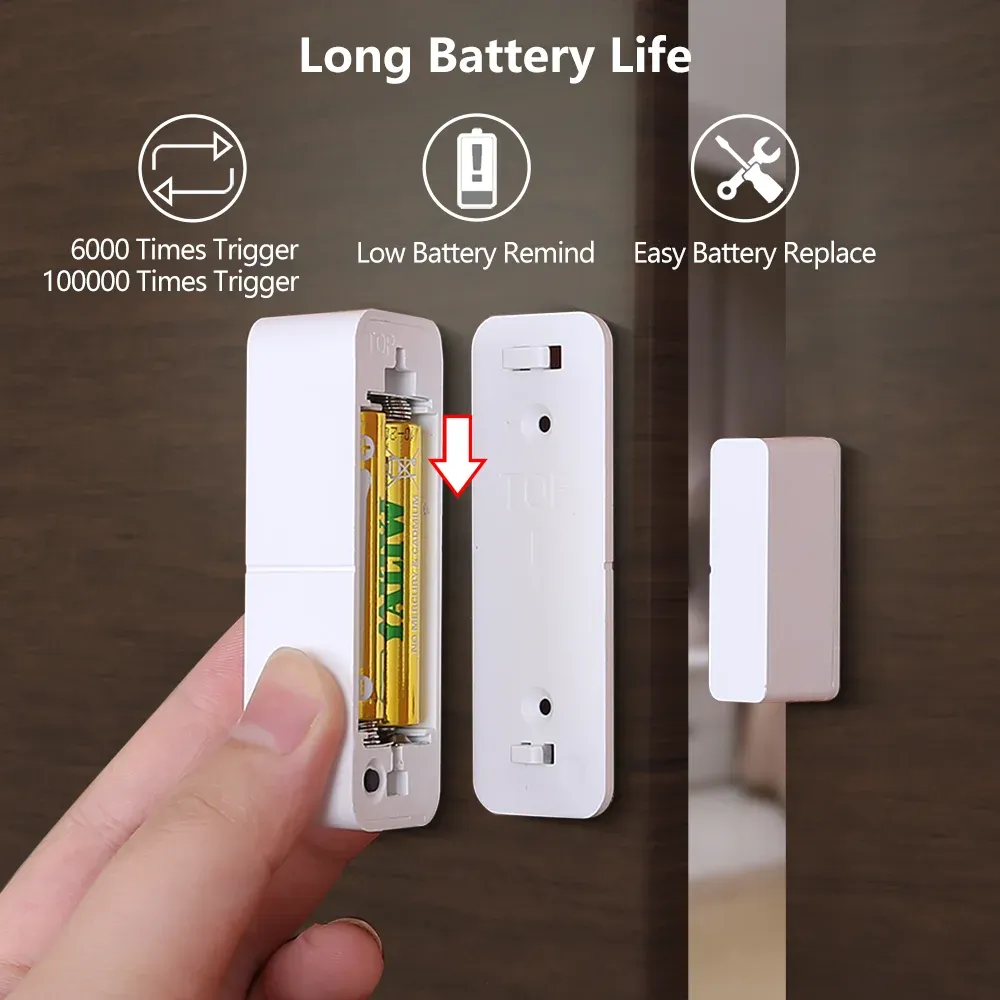 Capteur de porte Tuya WiFi Zigbee, détecteur de contact d'ouverture et de fermeture, alarme domotique intelligente, compatible Alexa et Smart Life 4