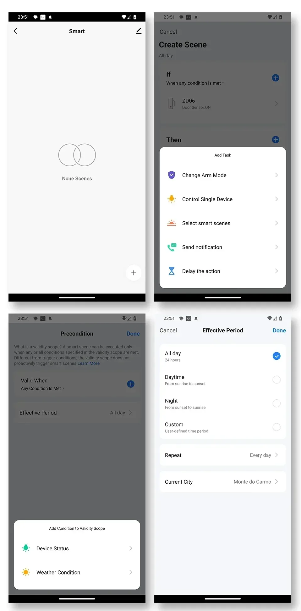 Page des scènes et de l'automatisation
