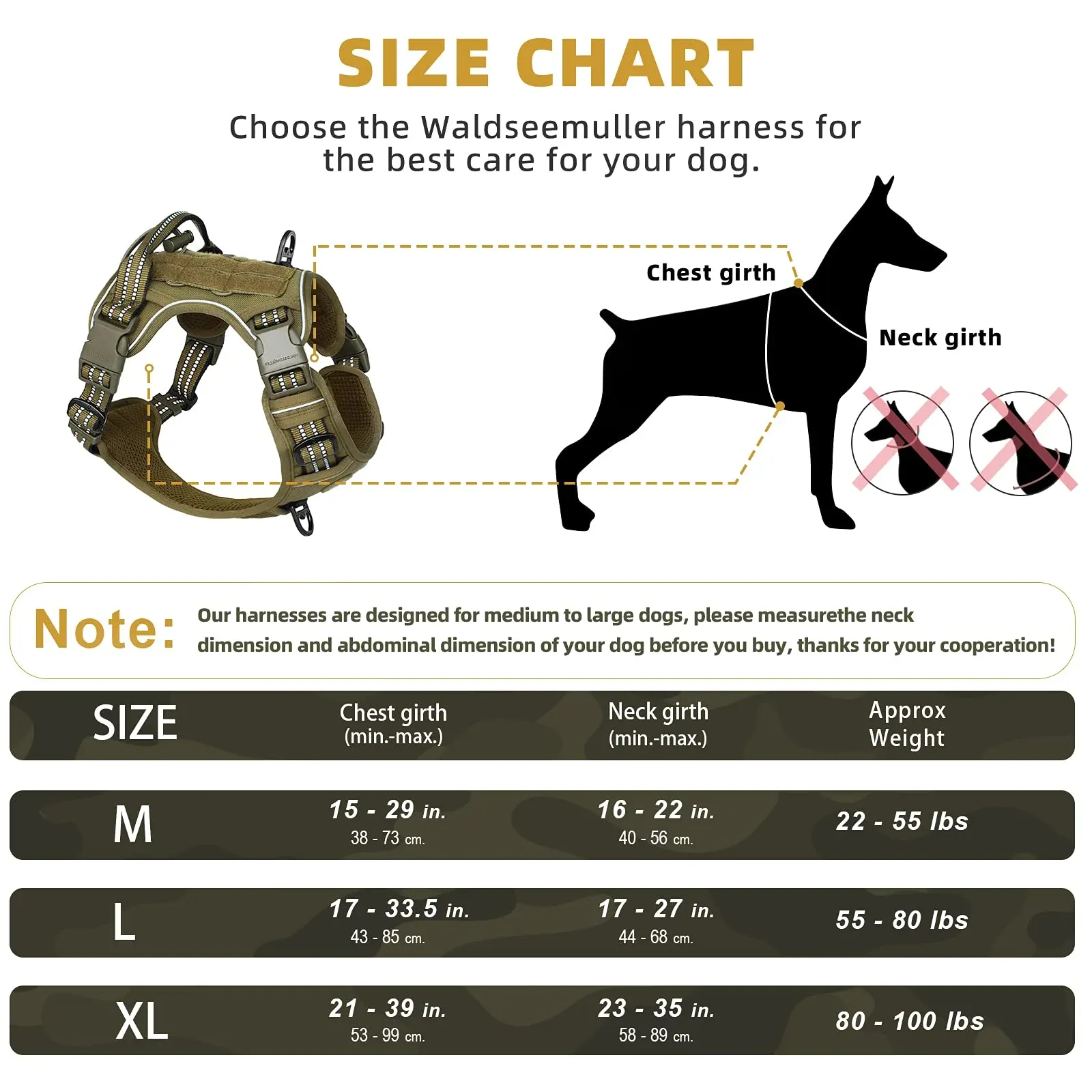 Harnais tactique respirant et réglable pour chien de taille moyenne à grande, sans traction, avec gilet MOLLE et bandes réfléchissantes 3