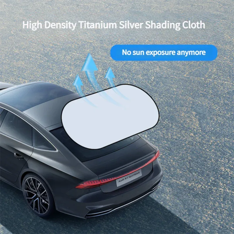 Pare-soleil réfléchissant anti-UV pour pare-brise arrière de voiture, isolant thermique et pliable avec pochette de rangement 3