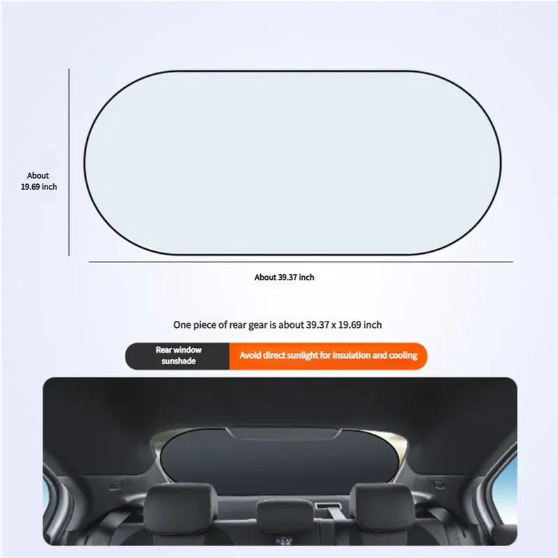 Pare-soleil réfléchissant anti-UV pour pare-brise arrière de voiture, isolant thermique et pliable avec pochette de rangement 6