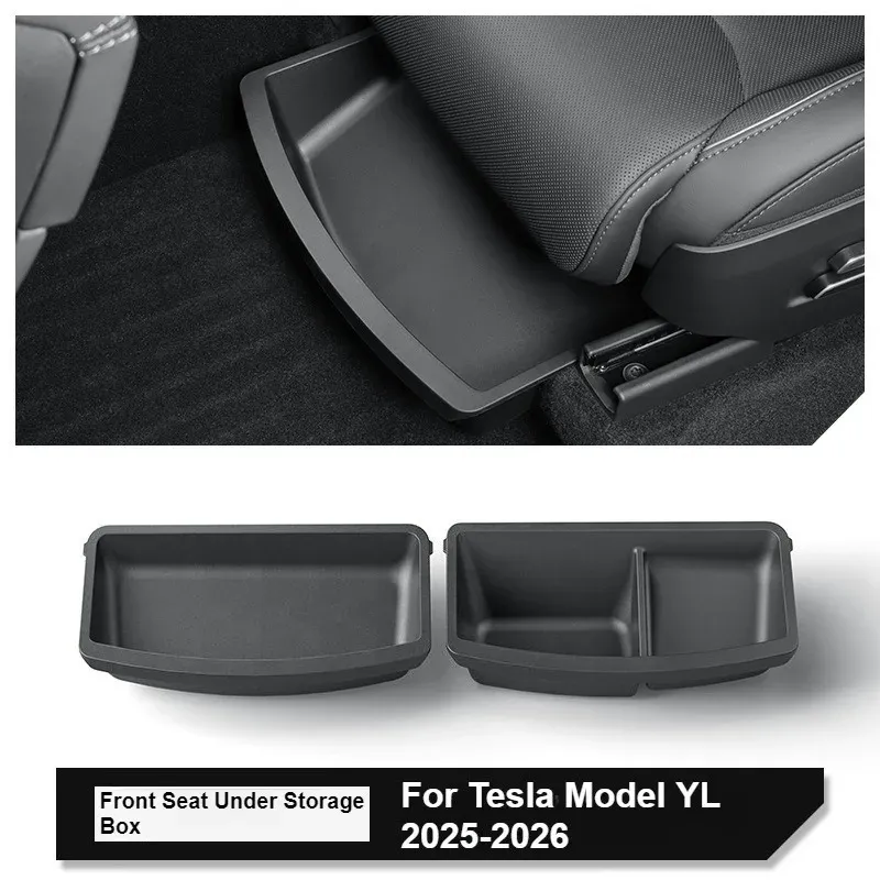 Boîte de rangement sous siège pour Tesla Modèle 2026 YL 6 places, tiroir en TPE, organisateur de sièges avant et arrière, accessoires d'intérieur