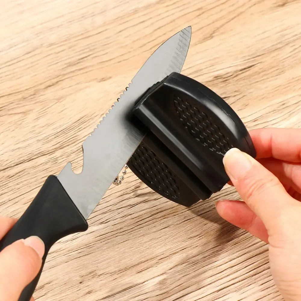 Mini affûteur de couteaux de poche en carbure et céramique, pierre à aiguiser multifonctionnelle pour outils d'extérieur 4