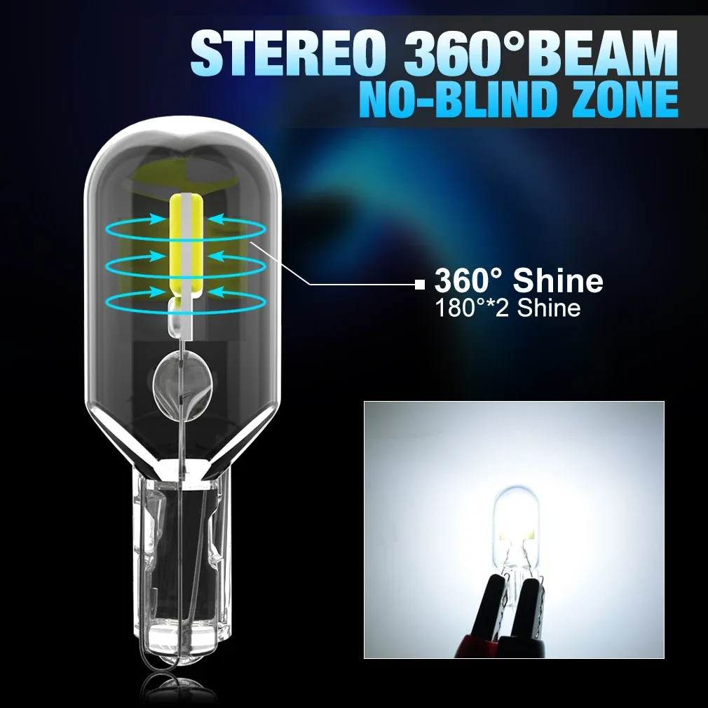2x Ampoules LED W5W T10 CANBUS sans erreur, 5W5 DC 12V, 6000K, compatibles 194 et 168, pour éclairage intérieur de voiture (plafonnier, dôme), feux de signalisation Auto, disponibles en blanc, ambre et rouge 5