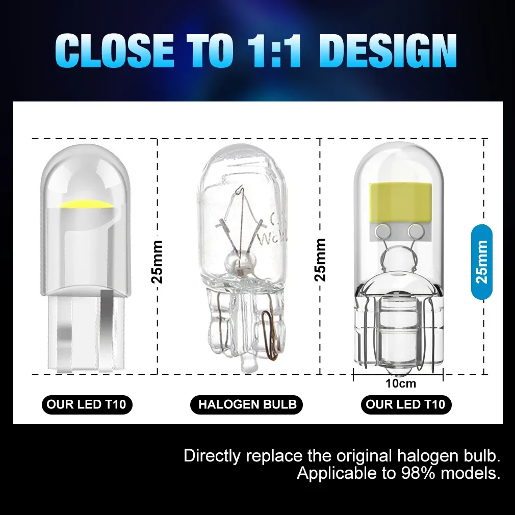 2x Ampoules LED W5W T10 CANBUS sans erreur, 5W5 DC 12V, 6000K, compatibles 194 et 168, pour éclairage intérieur de voiture (plafonnier, dôme), feux de signalisation Auto, disponibles en blanc, ambre et rouge 6
