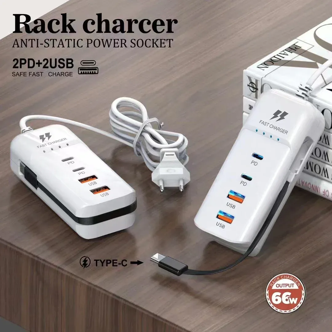 Chargeur USB-C PD à charge rapide avec hub multiport pour téléphone portable, prise UE/US 5