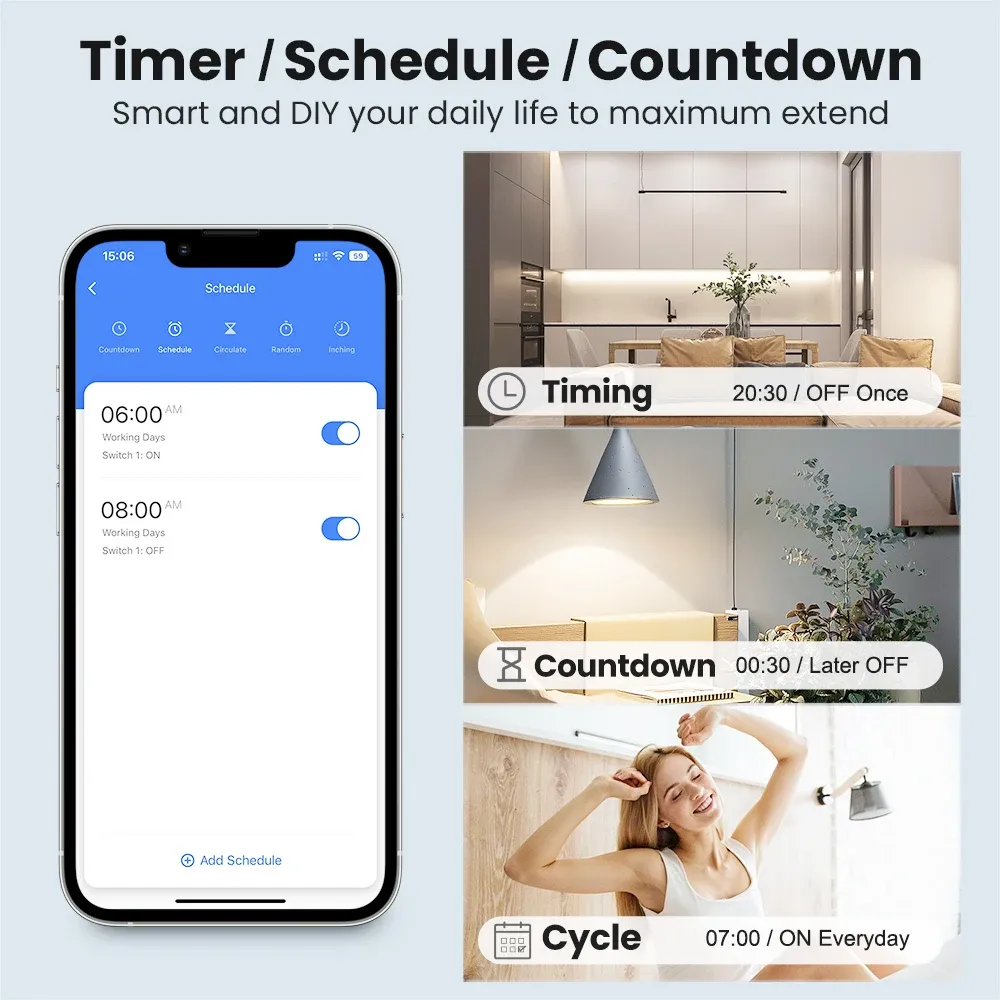 AVATTO Interrupteur Intelligent WiFi 1/2/3/4 Voies, Module DIY de Commande d'Éclairage, Contrôle Bidirectionnel, Compatible Tuya, Alexa et Google Home 2