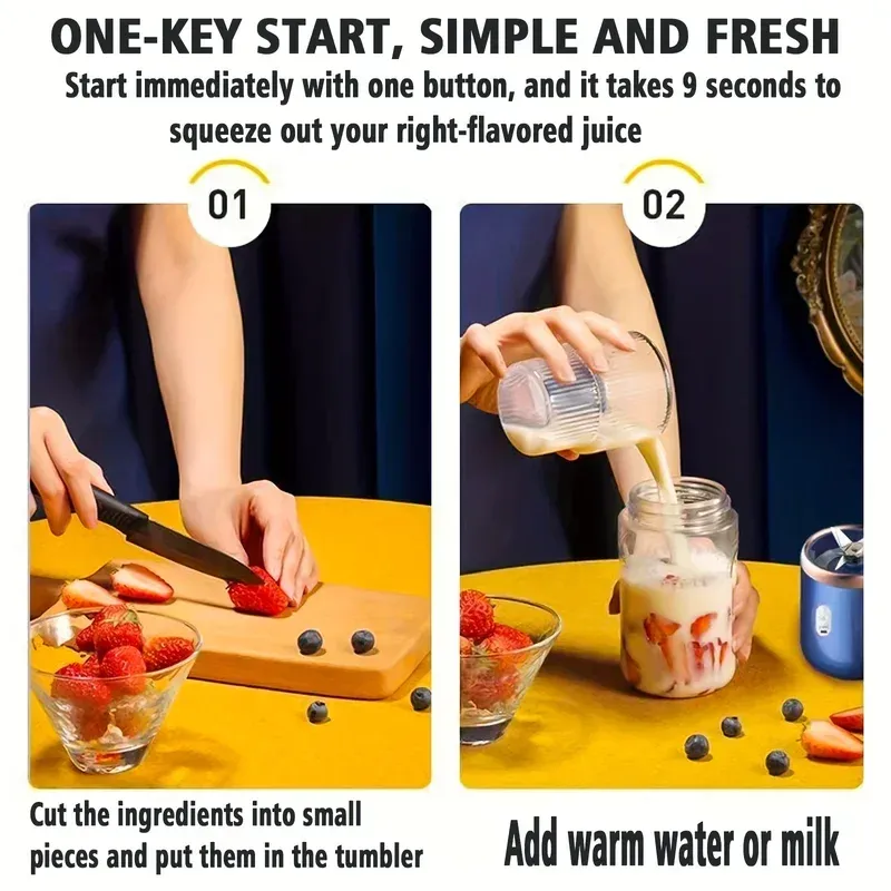 Presse-agrumes électrique portable USB, 400 ml, 6 lames, mélangeur de jus de fruits frais et smoothies 4