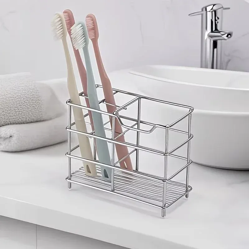 Détail du porte-brosses à dents en acier inoxydable