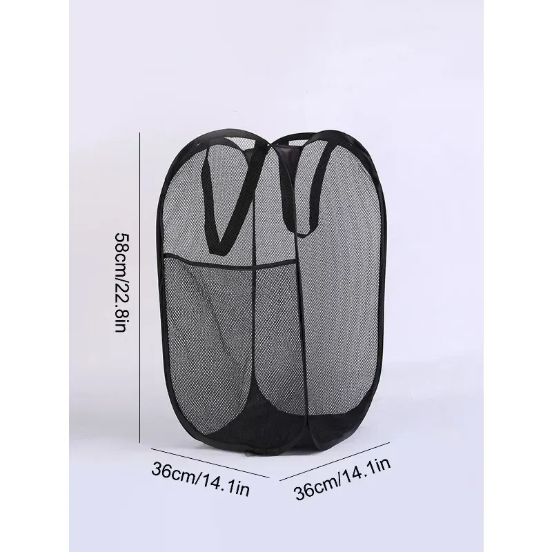 Panier à linge pliable de grande capacité en maille pour salle de bain, organisateur portable 6