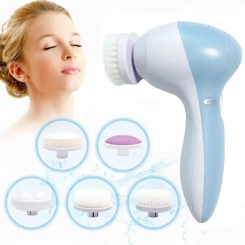 Nettoyeur visage électrique 5 en 1 avec brosse, appareil de soin et massage, outil de nettoyage des pores et des points noirs - Image 1