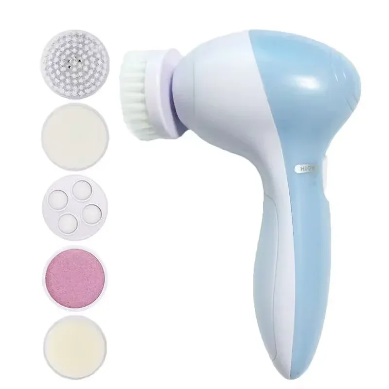 Nettoyeur visage électrique 5 en 1 avec brosse, appareil de soin et massage, outil de nettoyage des pores et des points noirs 7