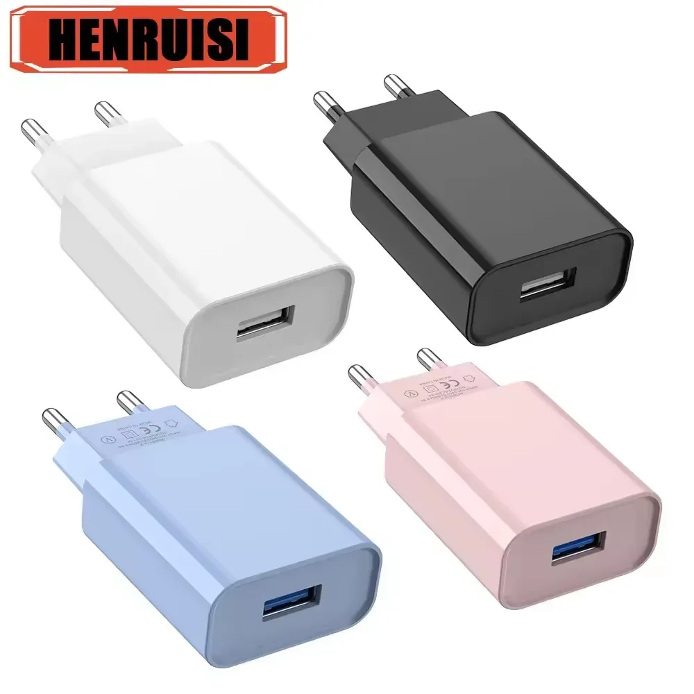 Chargeur mural USB 5 V 2 A 10 W à charge rapide, adaptateur secteur pour téléphone portable, compatible iPhone, Samsung, Xiaomi et Huawei, prise UE/US