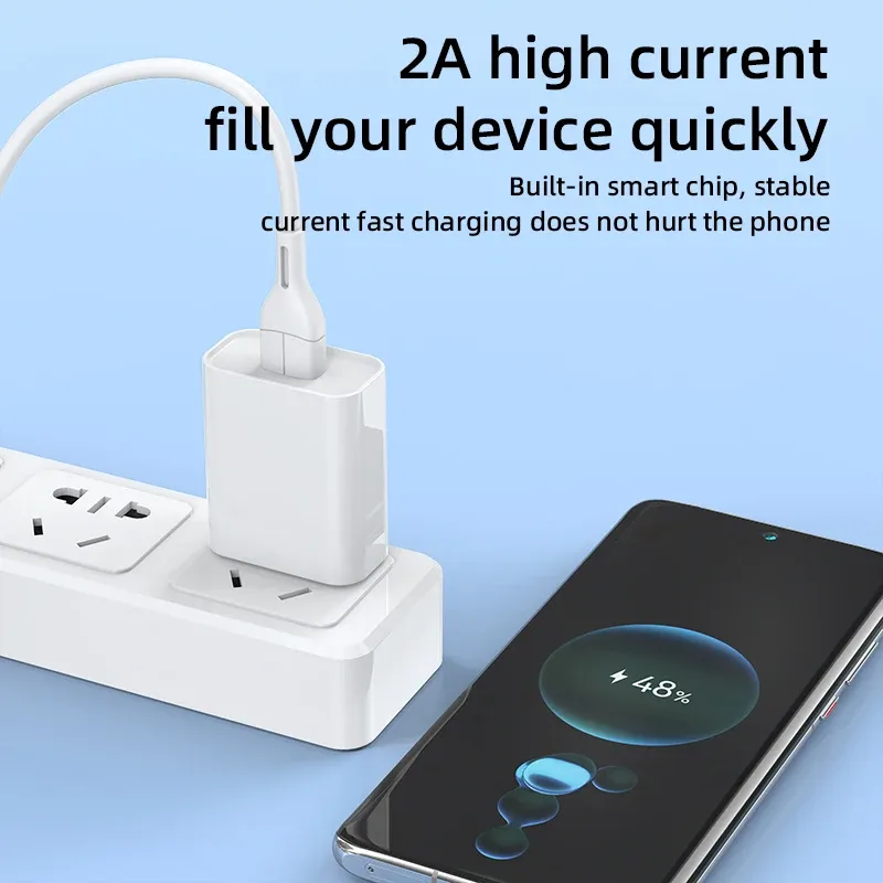 Chargeur mural USB 5 V 2 A 10 W à charge rapide, adaptateur secteur pour téléphone portable, compatible iPhone, Samsung, Xiaomi et Huawei, prise UE/US 6
