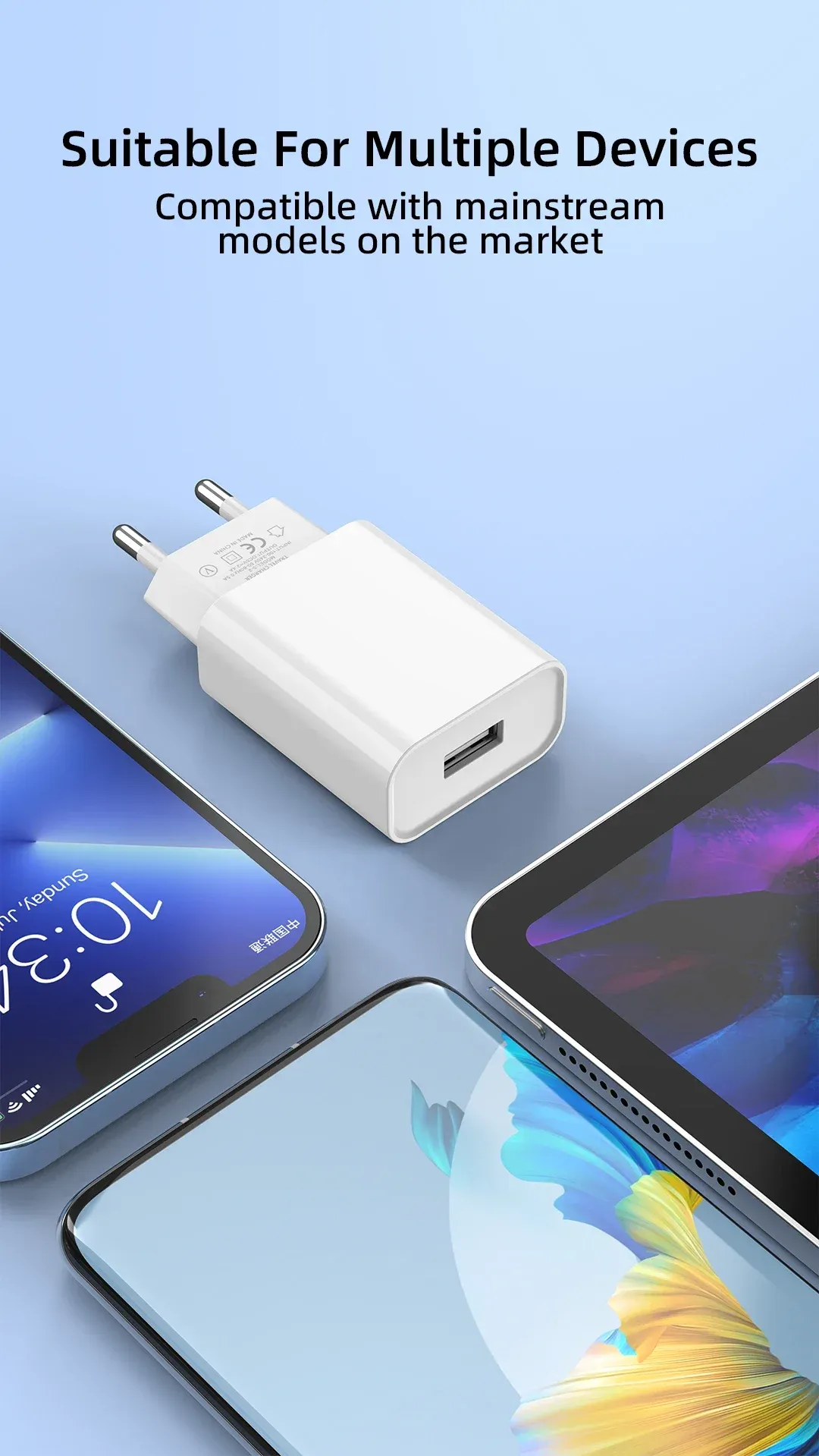 Chargeur mural USB rapide, usage nomade