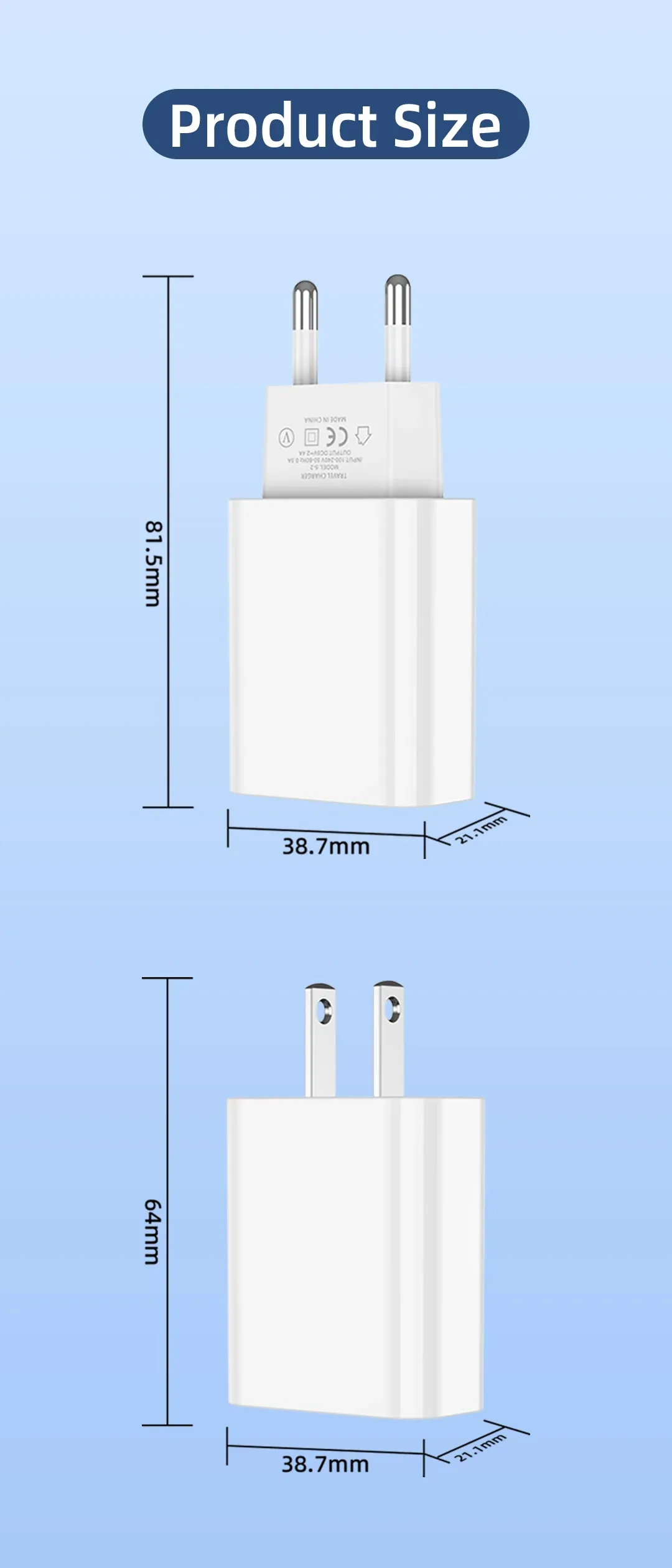 Chargeur mural USB rapide, lifestyle