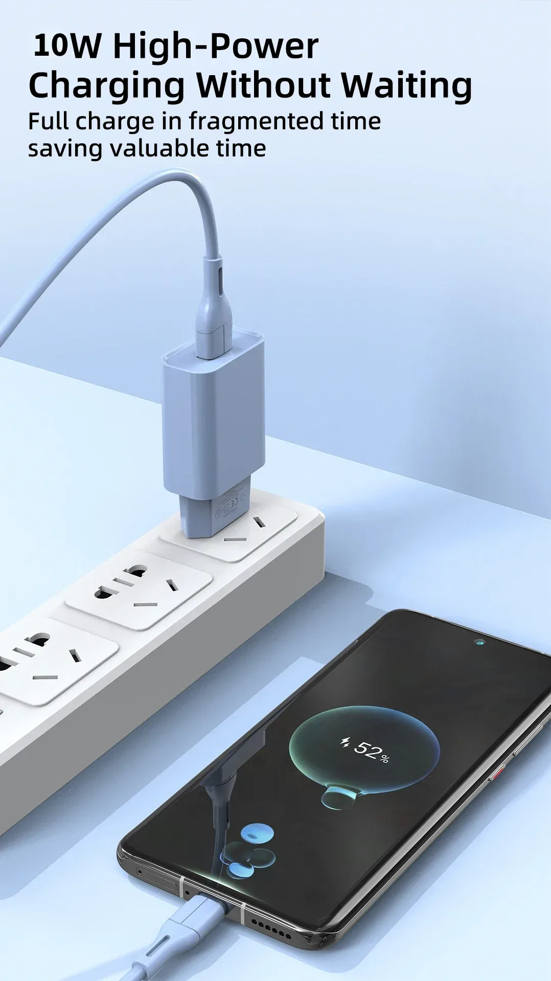 Chargeur mural USB rapide, design compact