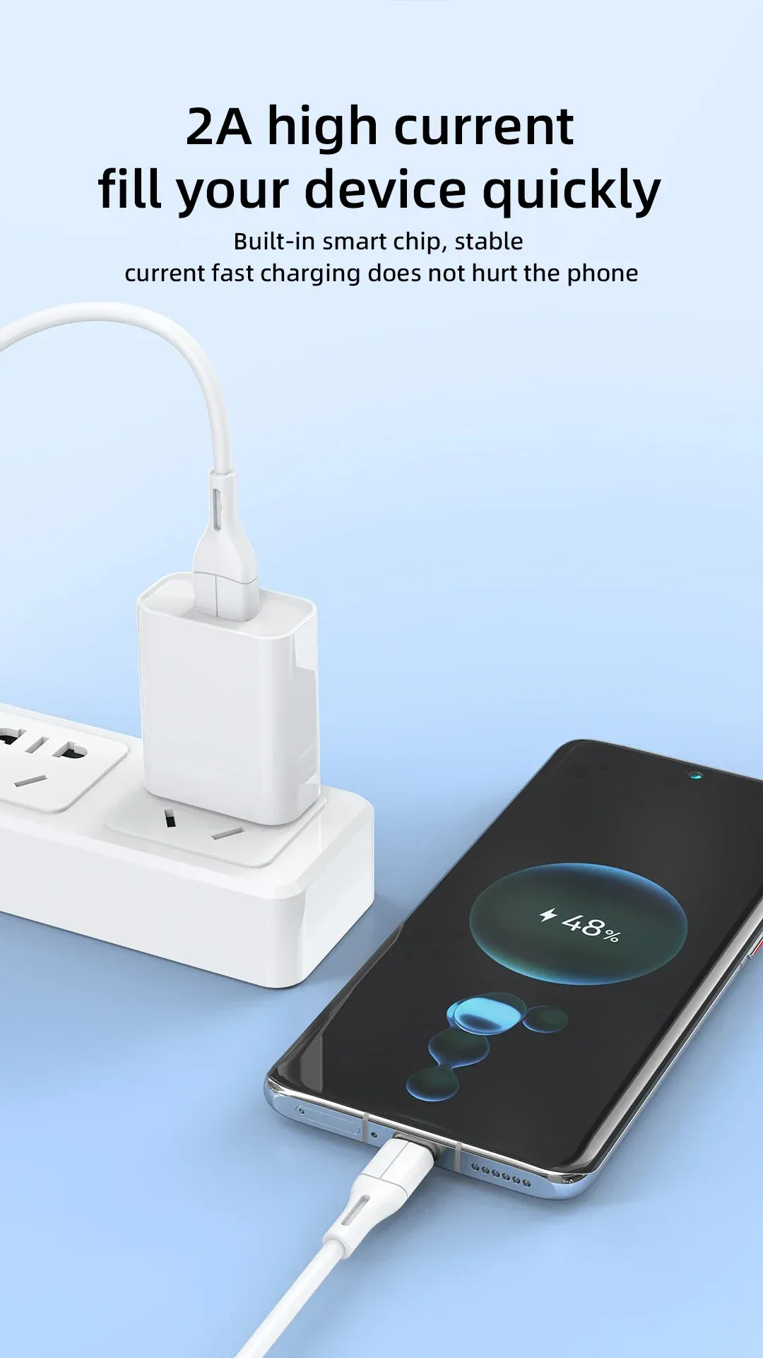 Chargeur mural USB rapide, mise en valeur