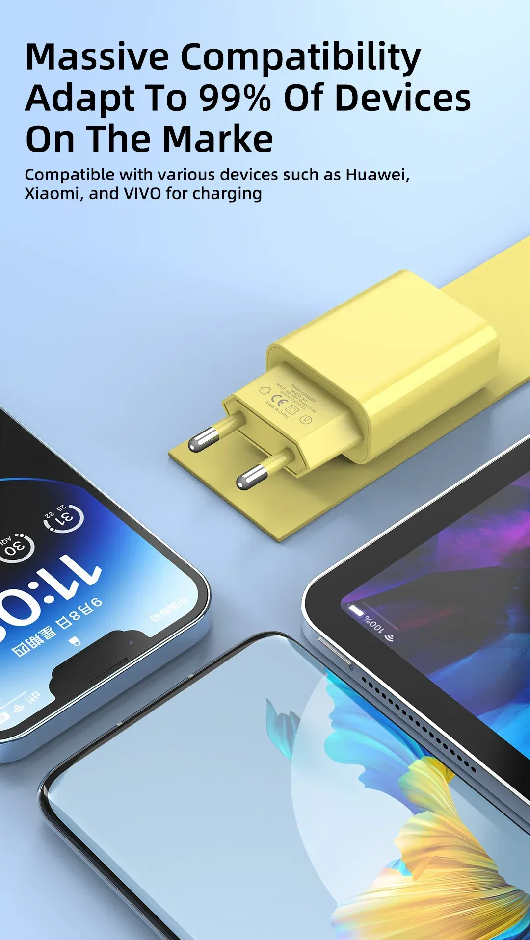 Chargeur mural USB rapide, utilisation