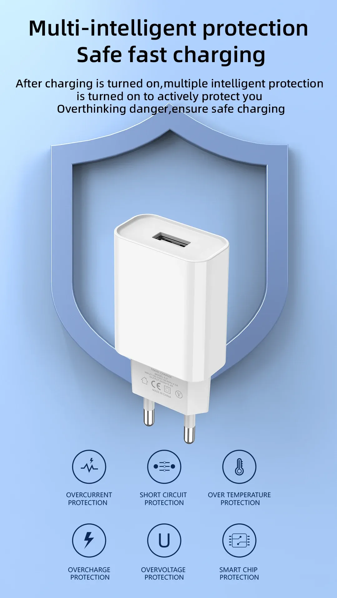 Chargeur mural USB rapide, confort
