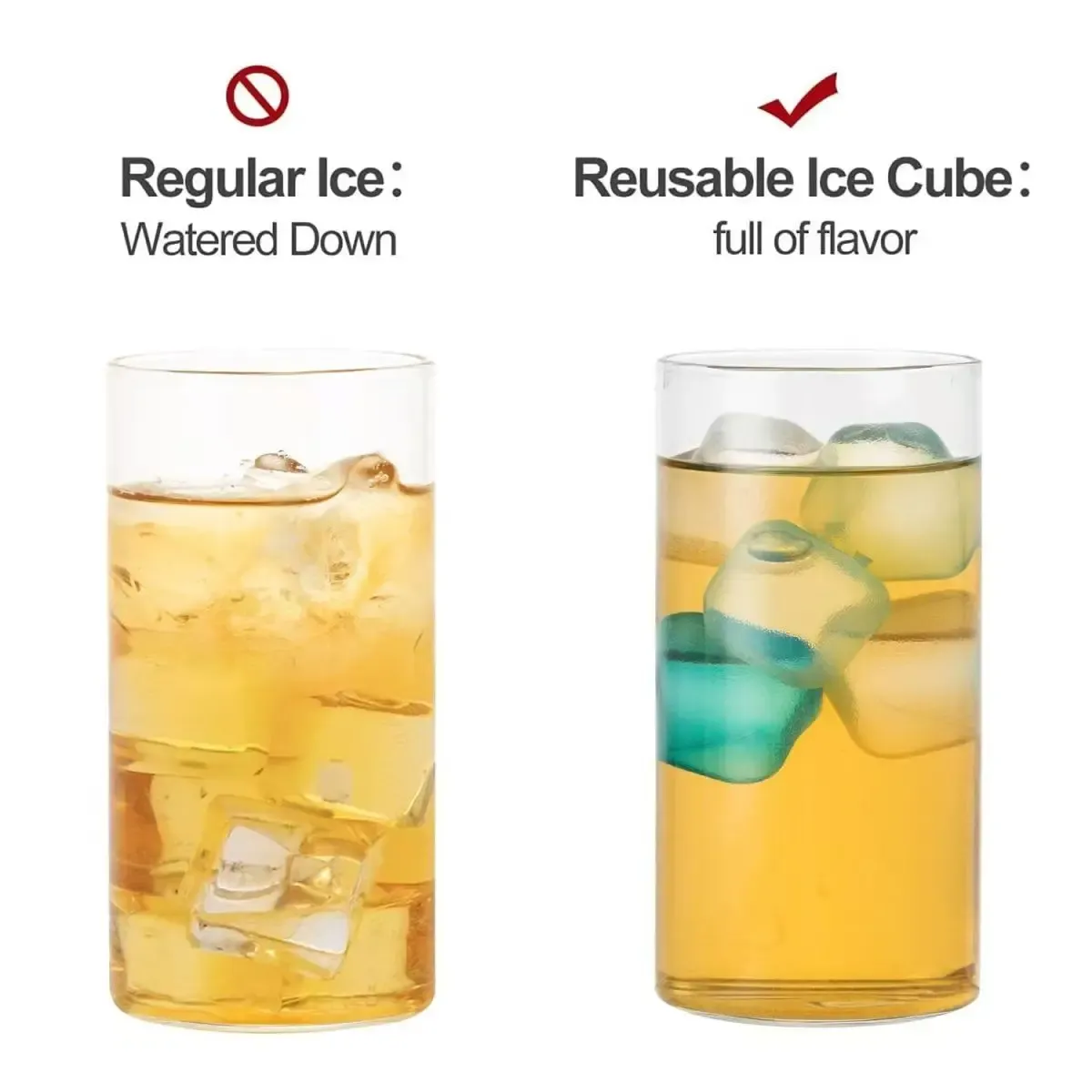 Glaçons en plastique utilisés pour une boisson estivale