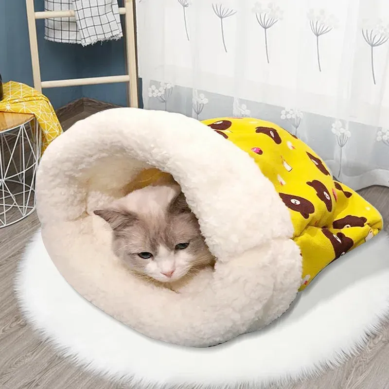 Sac de couchage doux et moelleux pour chat, nid chaud et confortable pour chaton ou petit chiot 2