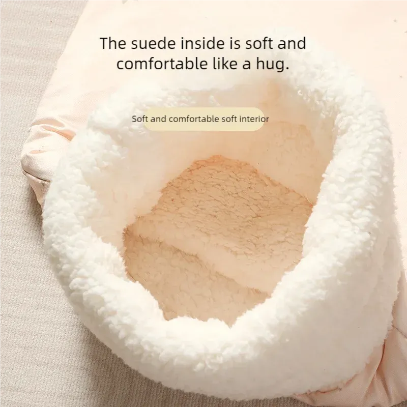 Sac de couchage doux et moelleux pour chat, nid chaud et confortable pour chaton ou petit chiot 4
