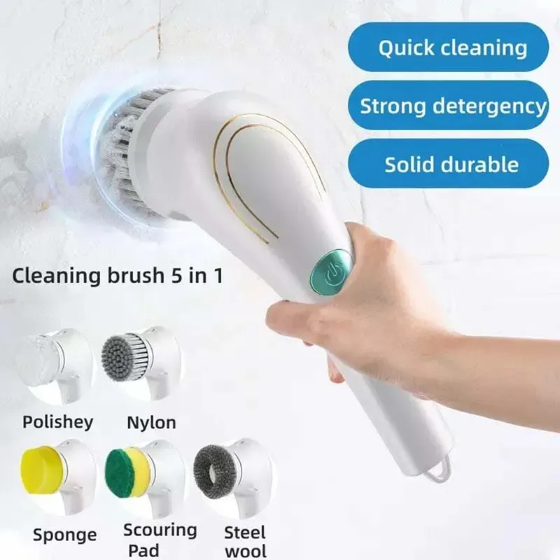 Brosse électrique rechargeable USB pour vaisselle, évier et baignoire - Image 1